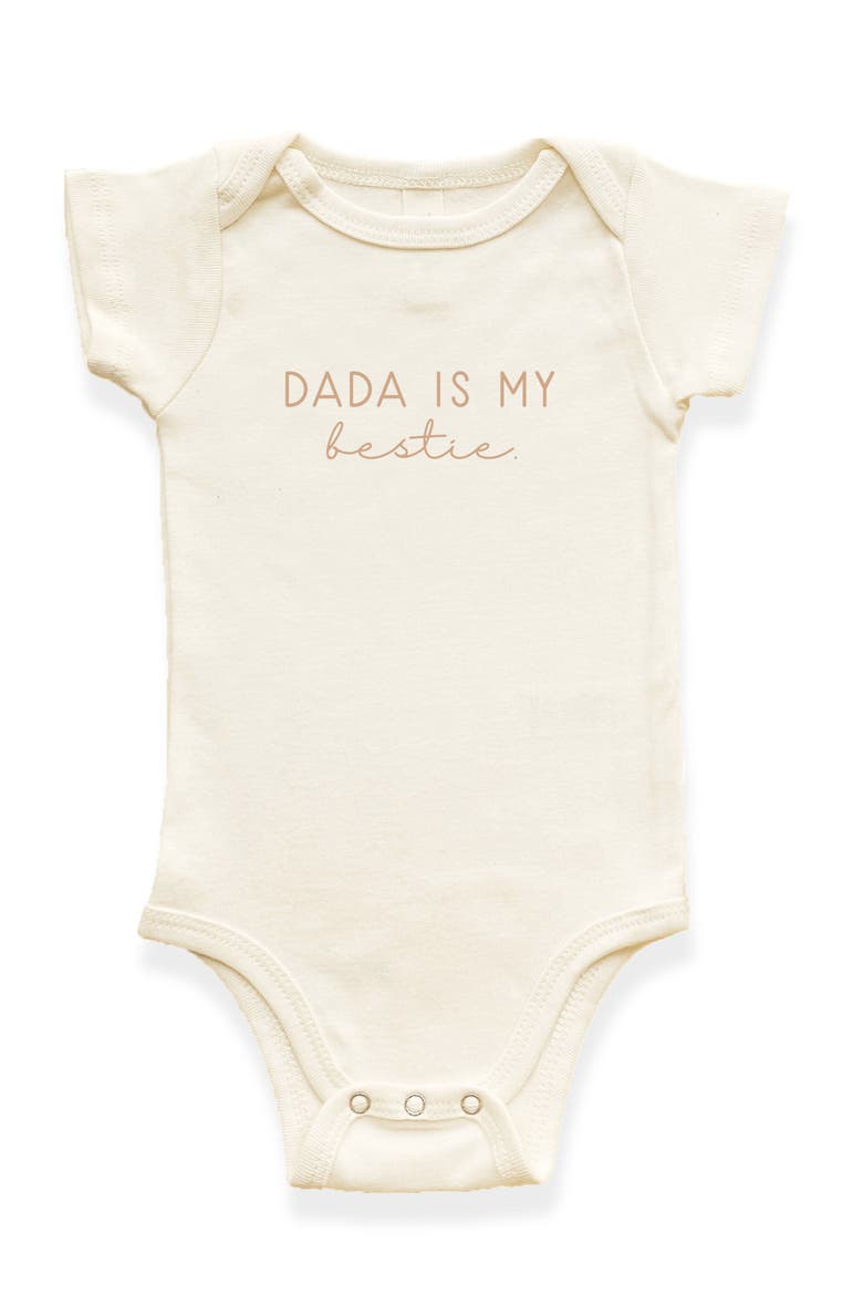 Dada is my Bestie Organic Baby Bodysuit, Main, color, Natural Clay Lettering