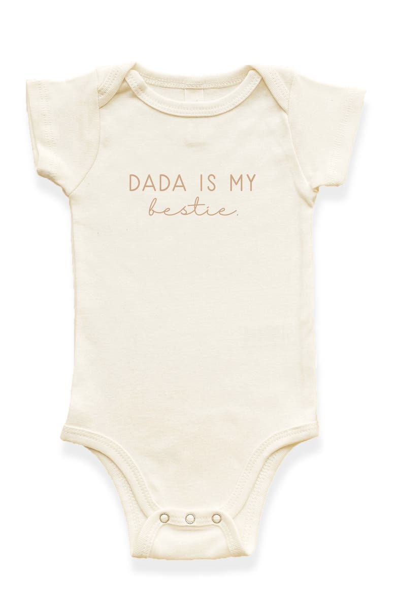 Tenth & Pine Dada is my Bestie Organic Baby Bodysuit, Main, color, Natural Clay Lettering