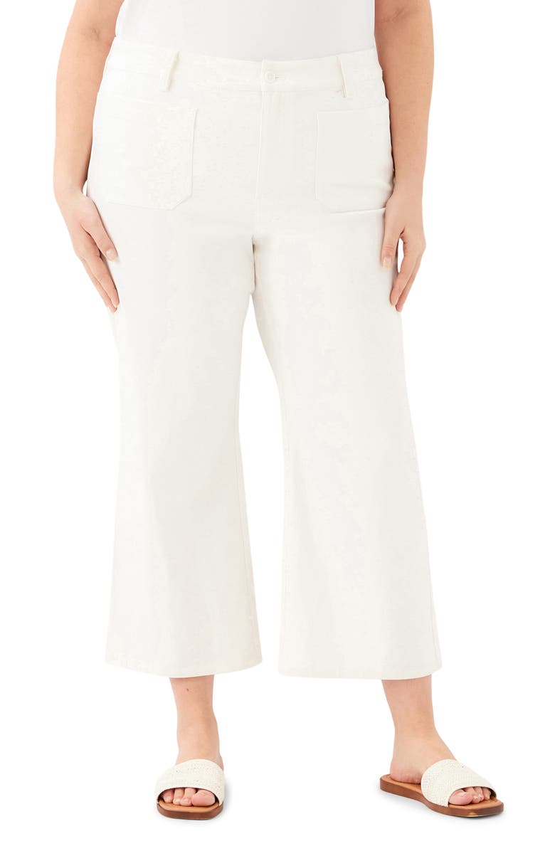 Karen Kane Lauren Stretch Cotton Crop Pants, Main, color, Off White