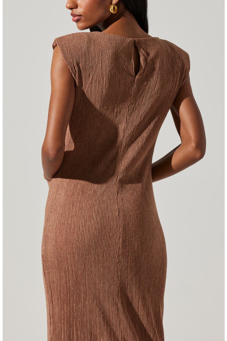 Plissé Maxi Dress, Alternate, color, BROWN