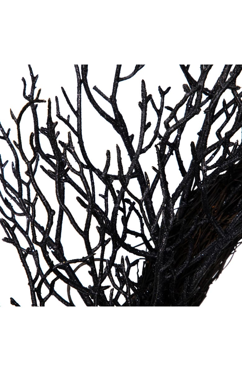 Northlight Glittered Twig Artificial Halloween Wreath - 24" - Black - Unlit, Alternate, color,