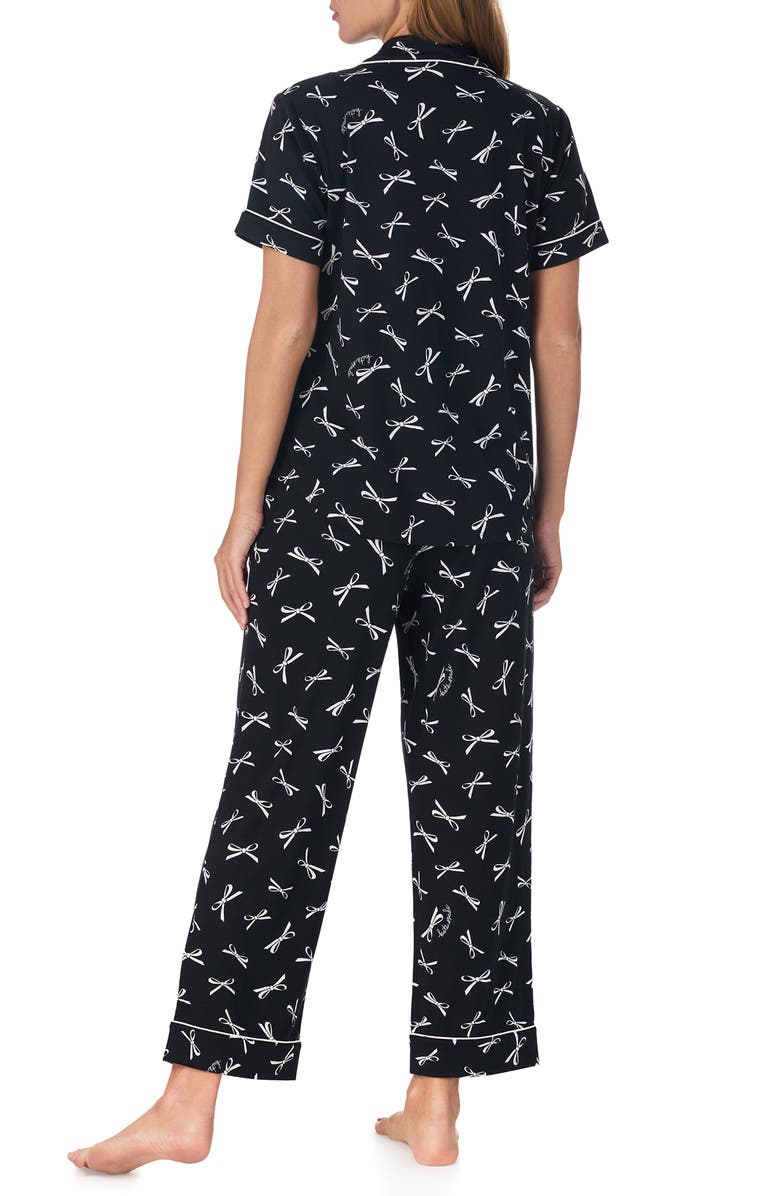 Kate Spade New York print crop pajamas, Alternate, color, Black/ Ivory