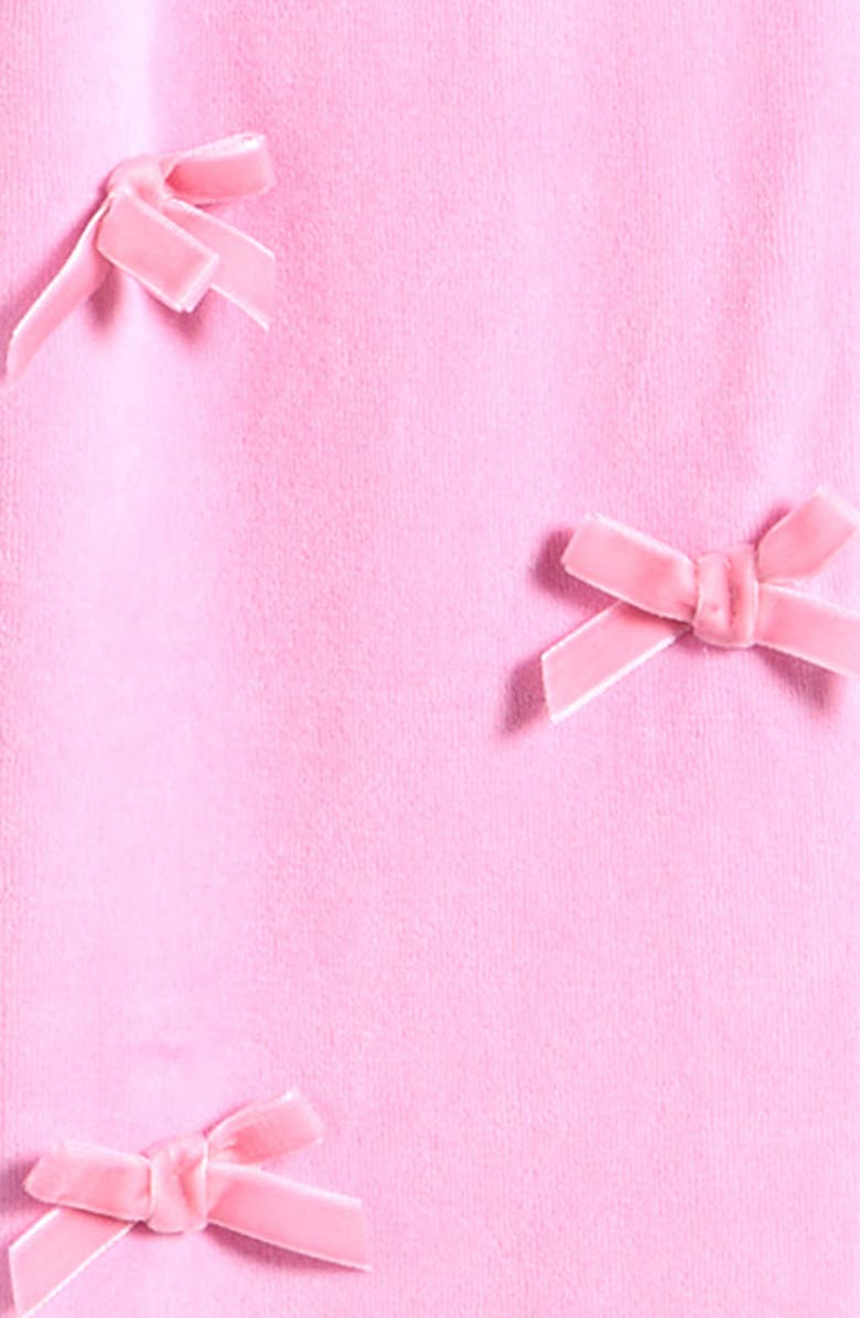 Lola + The Boys Kids' Margot Bow Detail Velour Zip-Up Hoodie & Wide Pants Set, Alternate, color, 