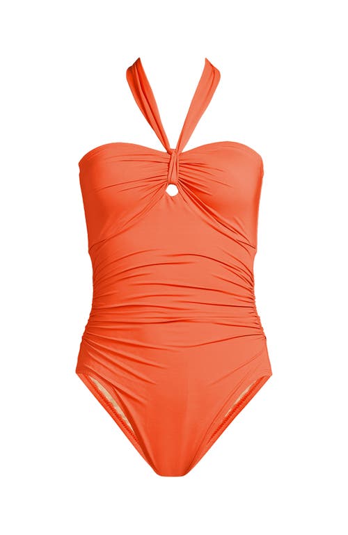 Lands' End Slender Suit Multi-way Bandeau High Leg One Piece Swimsuit