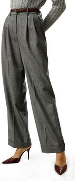 Lilysilk Wide Leg Wool-flannel Suit Trousers