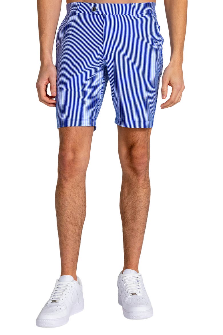 Beeker Seersucker Shorts, Main, color, HARBOR BLUE