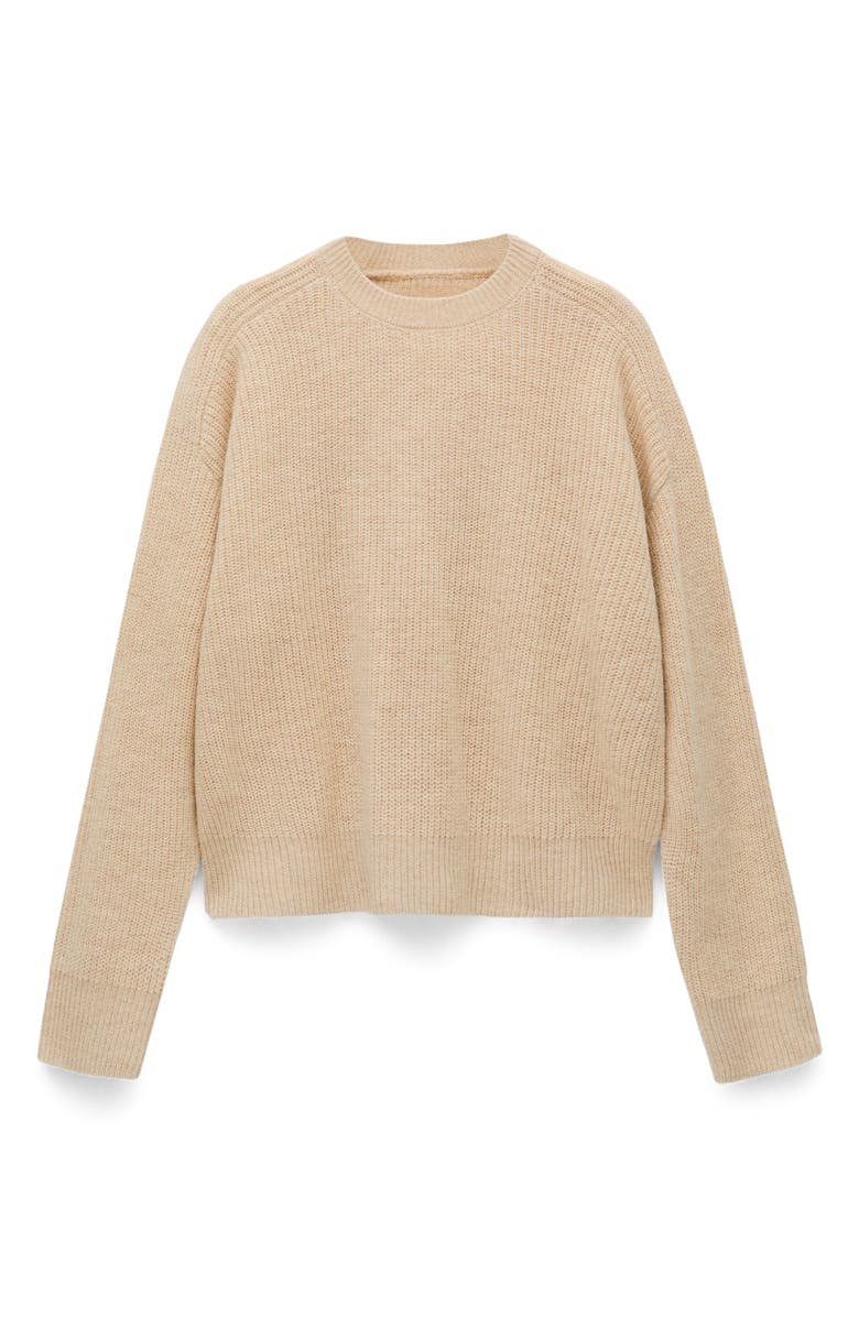MANGO Wool Crewneck Crop Sweater, Alternate, color, 
