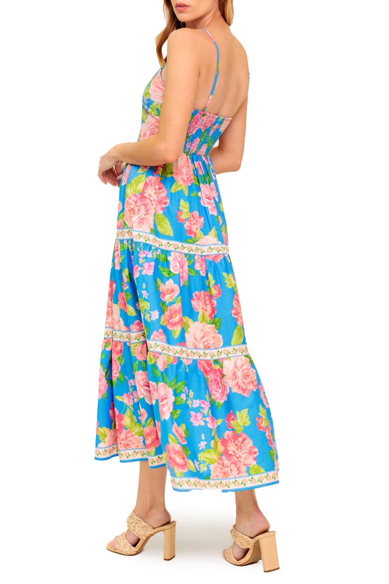 Floral Print Cotton Maxi Dress, Alternate, color, BLUE