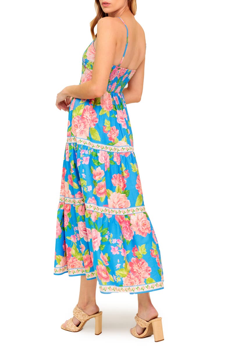 FLYING TOMATO Floral Print Cotton Maxi Dress, Alternate, color, Blue