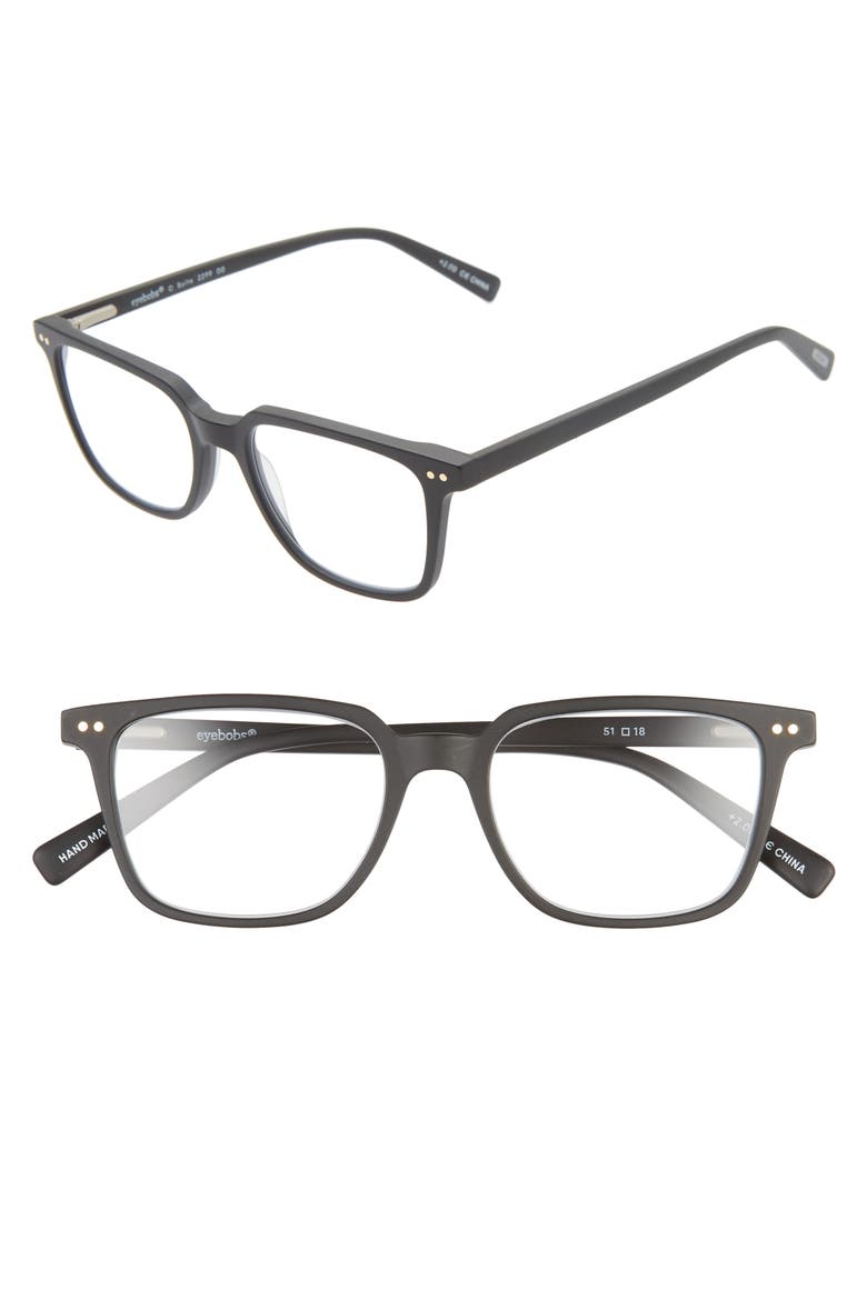 C Suite 50mm Square Reading Glasses, Alternate, color, BLACK