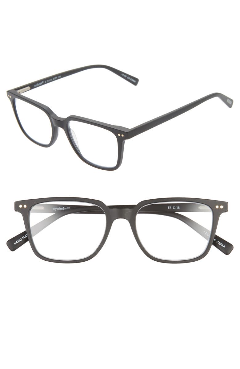 eyebobs C Suite 50mm Square Reading Glasses, Alternate, color, Black
