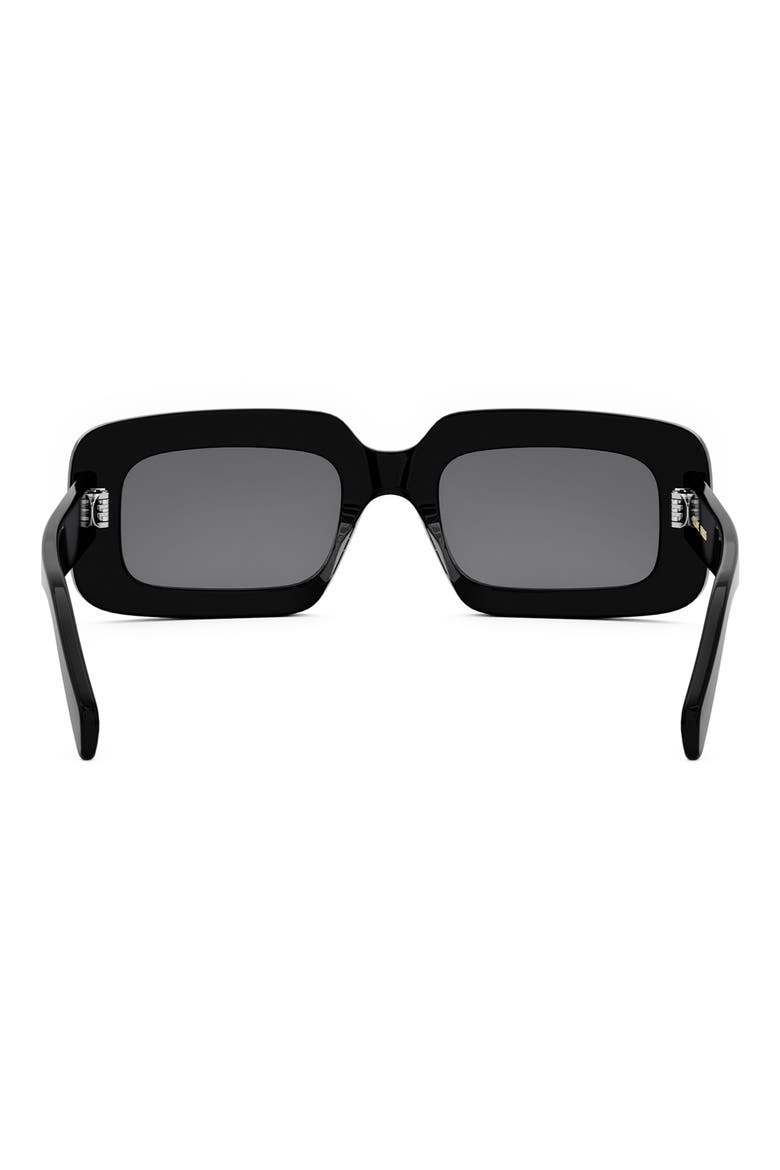 Triomphe 53mm Rectangular Sunglasses, Alternate, color, SHINY BLACK / SMOKE