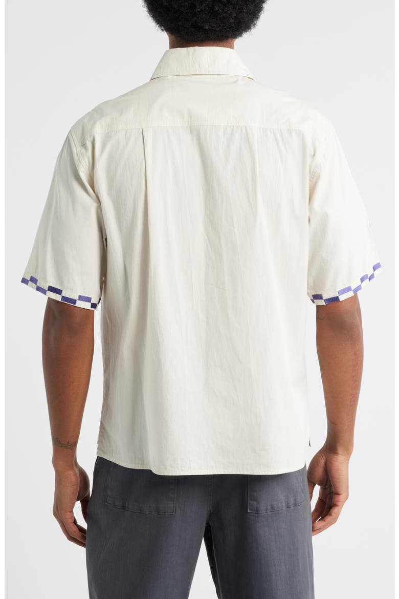 Live Life with Ease Embroidered Short Sleeve Poplin Button-Up Shirt, Alternate, color, BIRCH