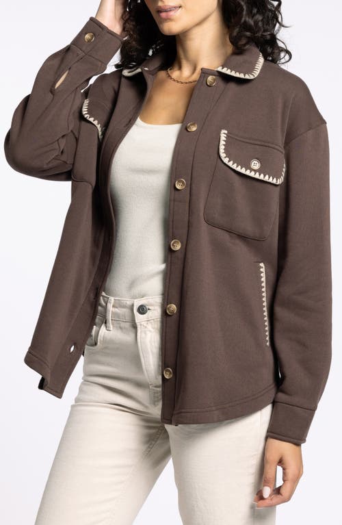 Thread & Supply Carmine Contrast Trim Cotton Blend Fleece Jacket In Brown