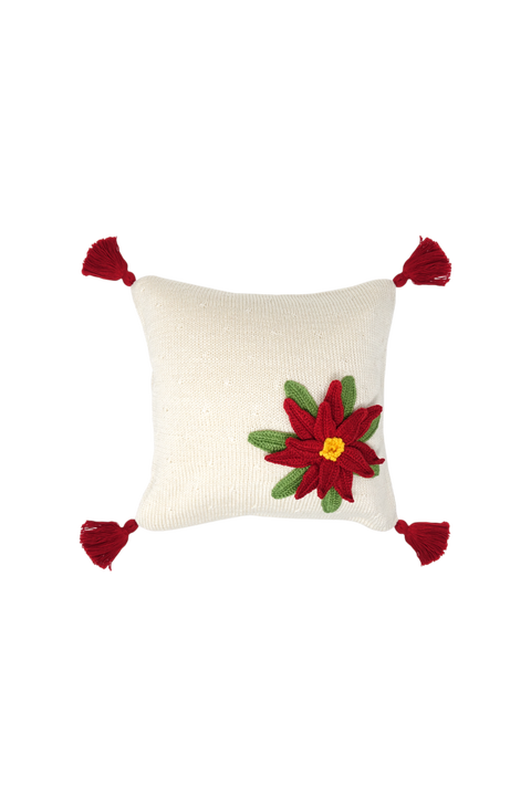 10" Poinsettia Pillow