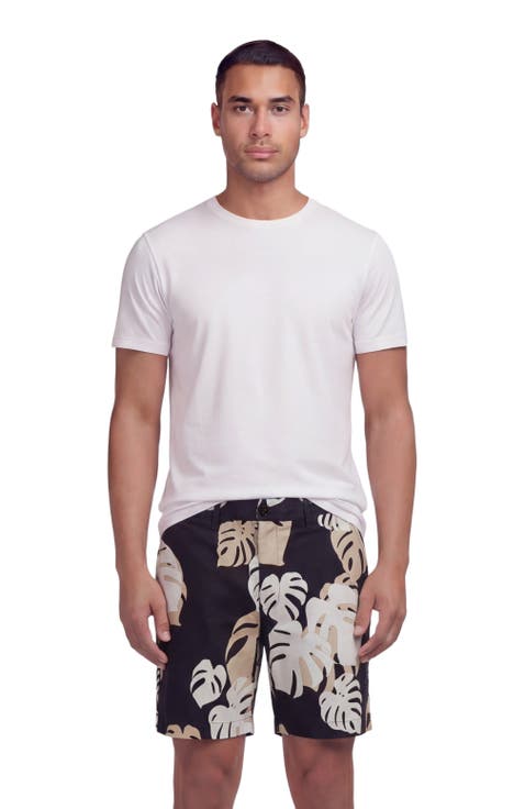 Monstera Floral Mens Flat Front Short