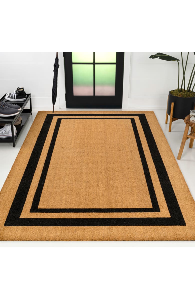 JONATHAN Y Peater Classic Casual Commerical Natural Coir Mat Indoor/Outdoor, Main, color, Natural Black Border