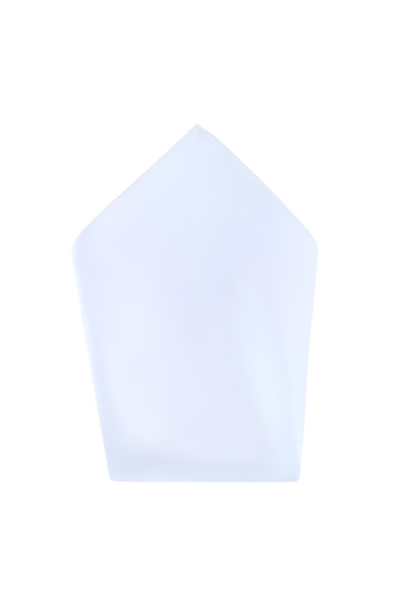 Trafalgar Sutton Solid Color 13 Inch Silk Pocket Square, Main, color, White