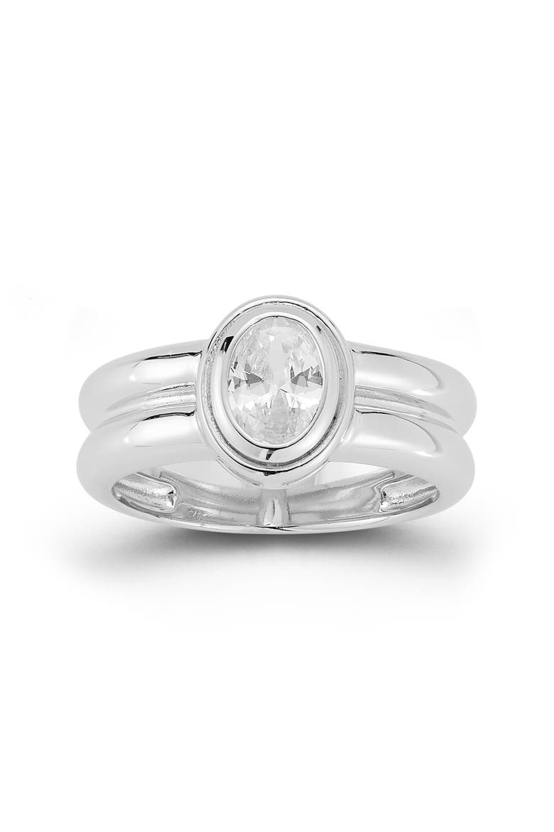 Oval Cut Cubic Zirconia Band Ring, Main, color, SILVER