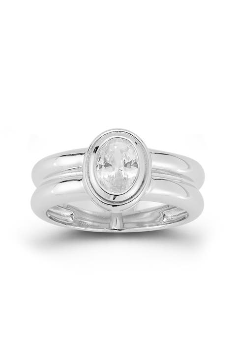 Oval Cut Cubic Zirconia Band Ring