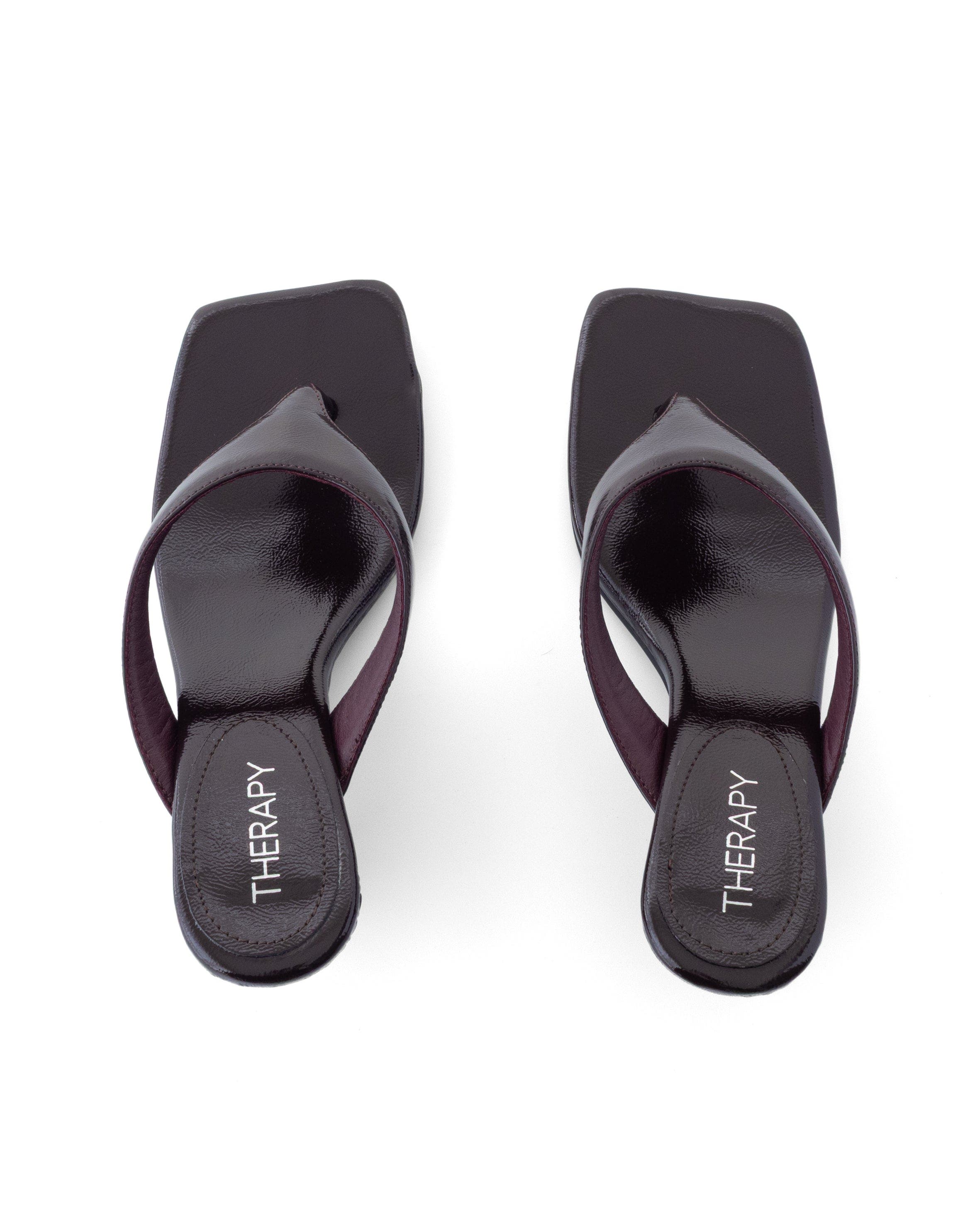North Square Toe Thong Heel, Alternate, color, Port Crinkled Patent Pu