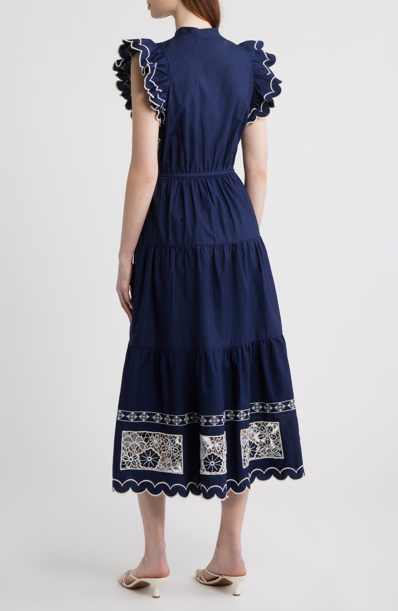 LOVE THE LABEL Romy Embroidered Midi Dress, Alternate, color, Navy W White Embroidery