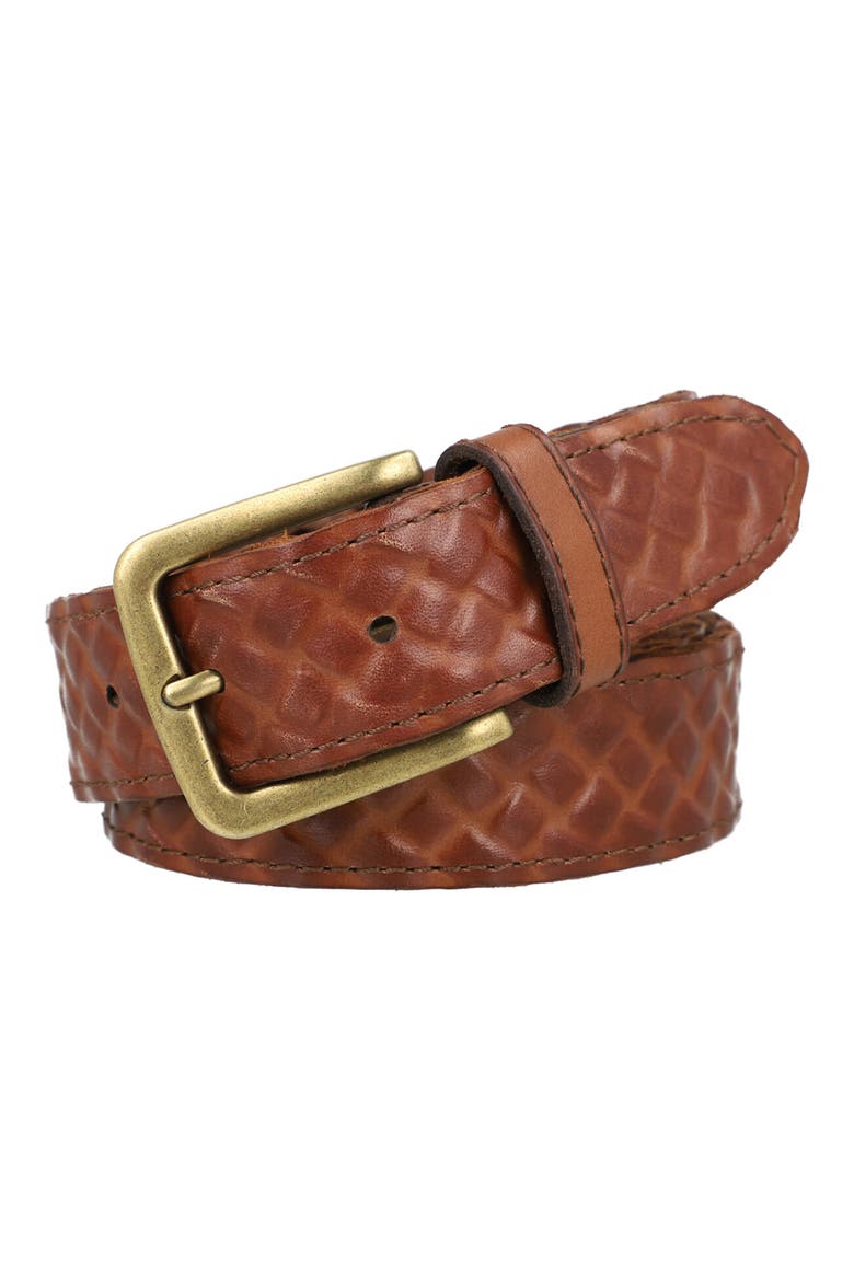 Leather Covered Woven Belt, Main, color, BROWN