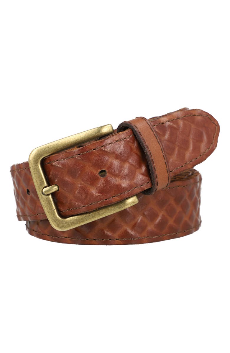 Frye Leather Covered Woven Belt, Main, color, 