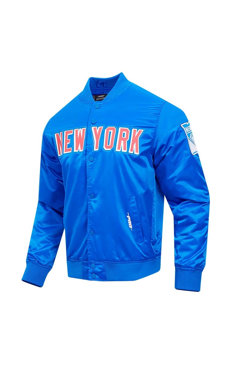 PRO STANDARD Men's Pro Standard Blue New York Rangers Classic Satin Full-Snap Jacket, Alternate, color, 