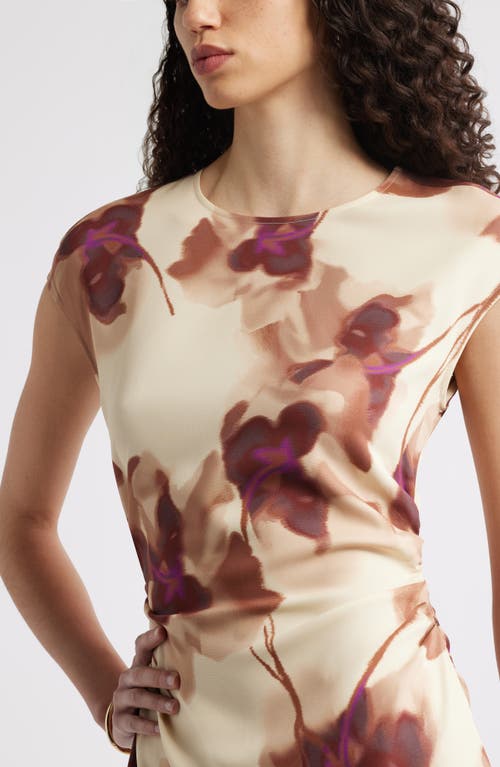 Nordstrom Drape Cap Sleeve Maxi Dress In Yellow- Tan Dancing Poppy