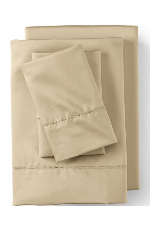 Lands' End 700 Thread Count Luxe Sateen Egyptian Cotton No Iron Bed Sheet Set In Pale Flax