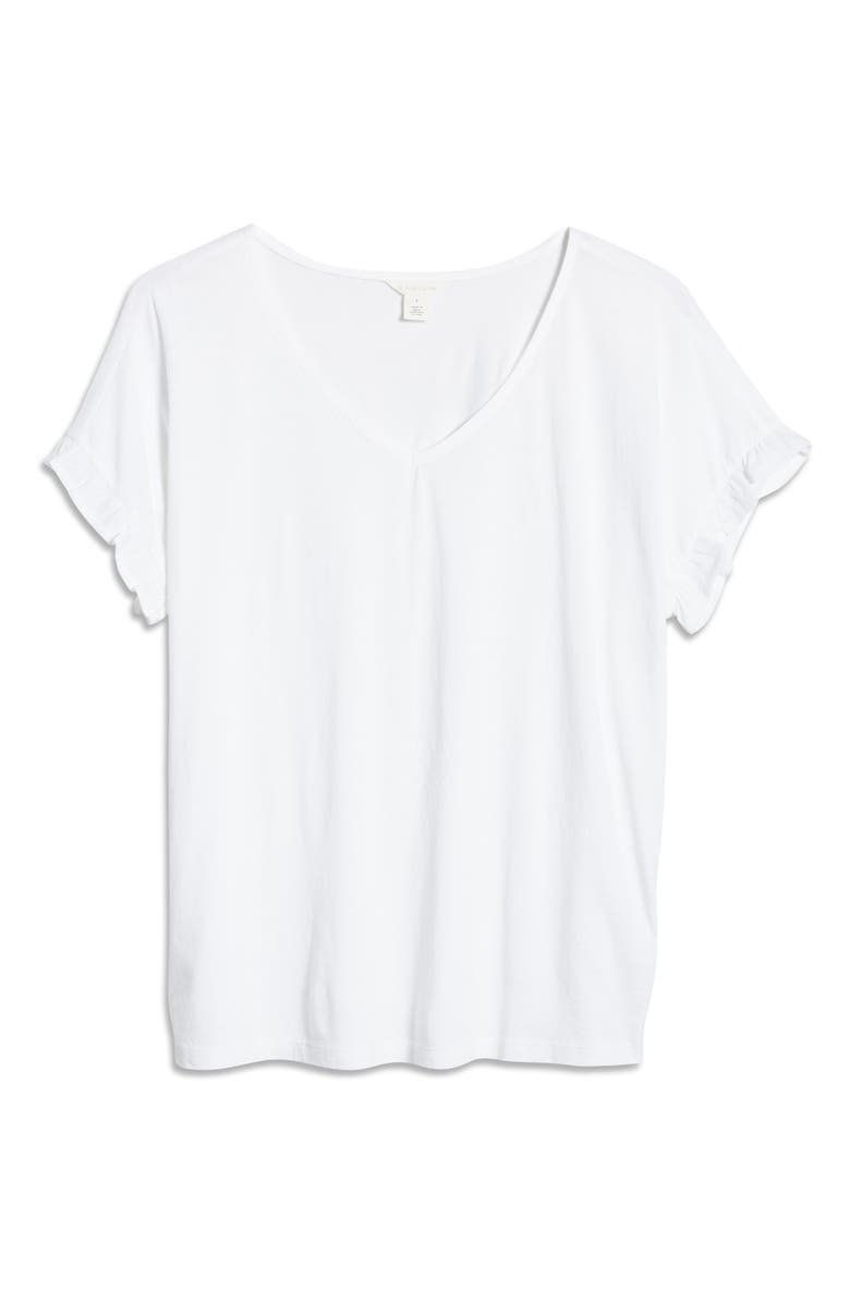 Caslon<sup>®</sup> Flutter Sleeve V-Neck T-Shirt, Alternate, color, 