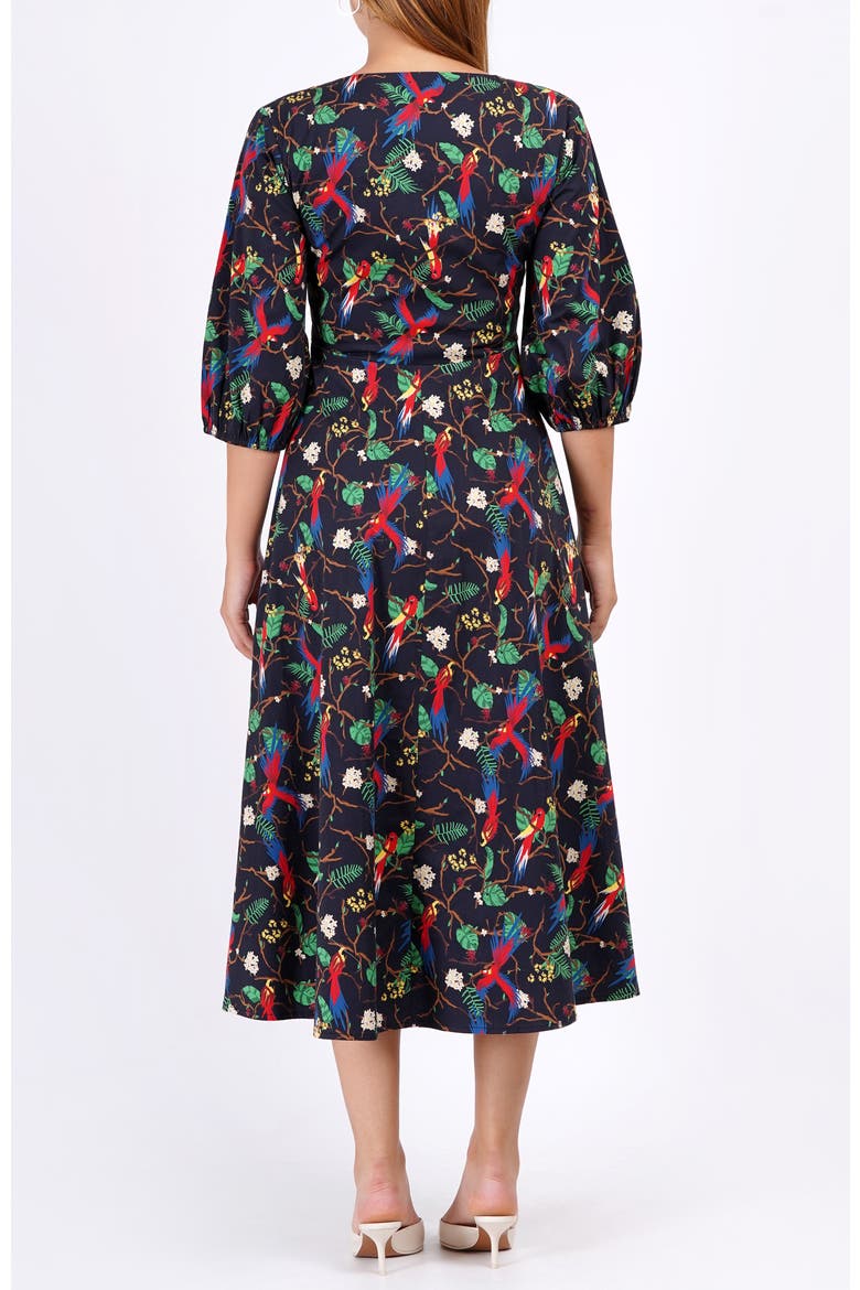 Adriana Tie-Front Midi Dress, Alternate, color, Macaw