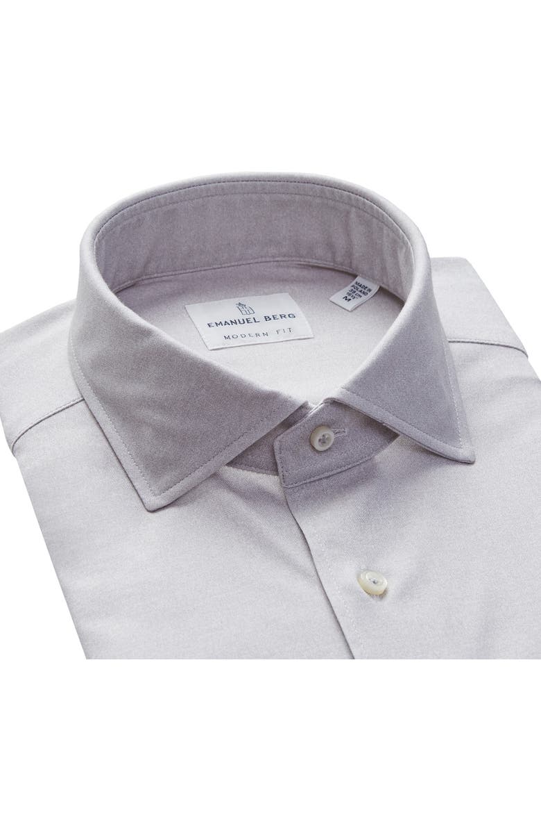 Emanuel Berg 4Flex Modern Fit Knit Dress Shirt, Alternate, color, Light Grey