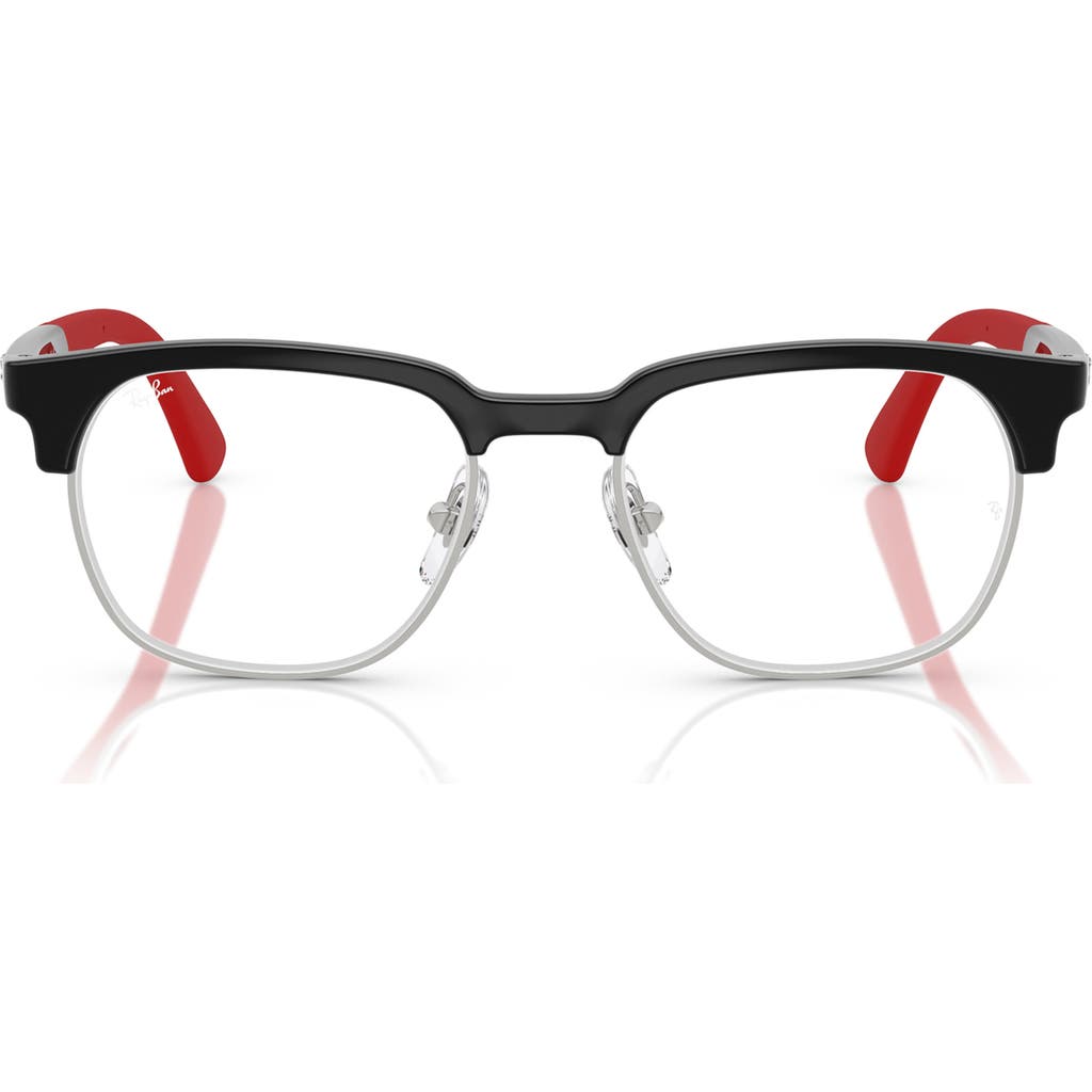 Shop Ray Ban Ray-ban Kids' 48mm Square Optical Glasses In Silver Black