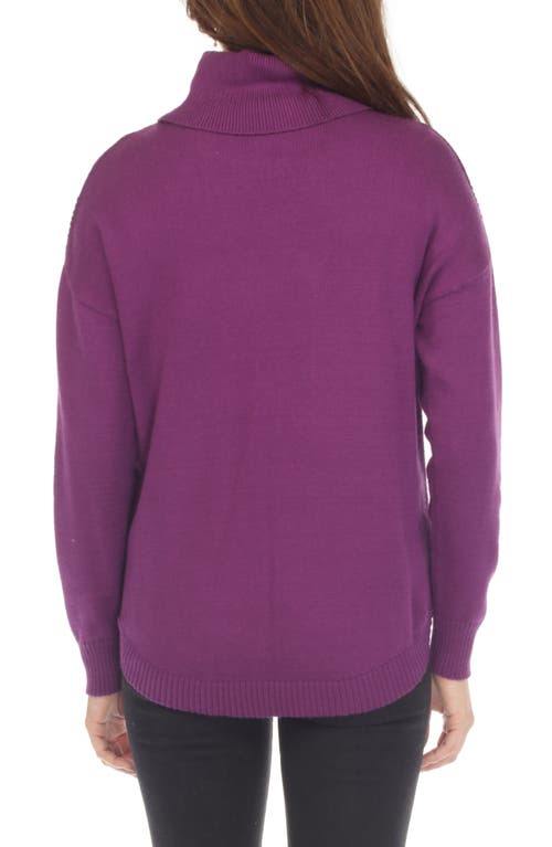 Rain And Rose Long Sleeve Turtleneck Sweater In Purple
