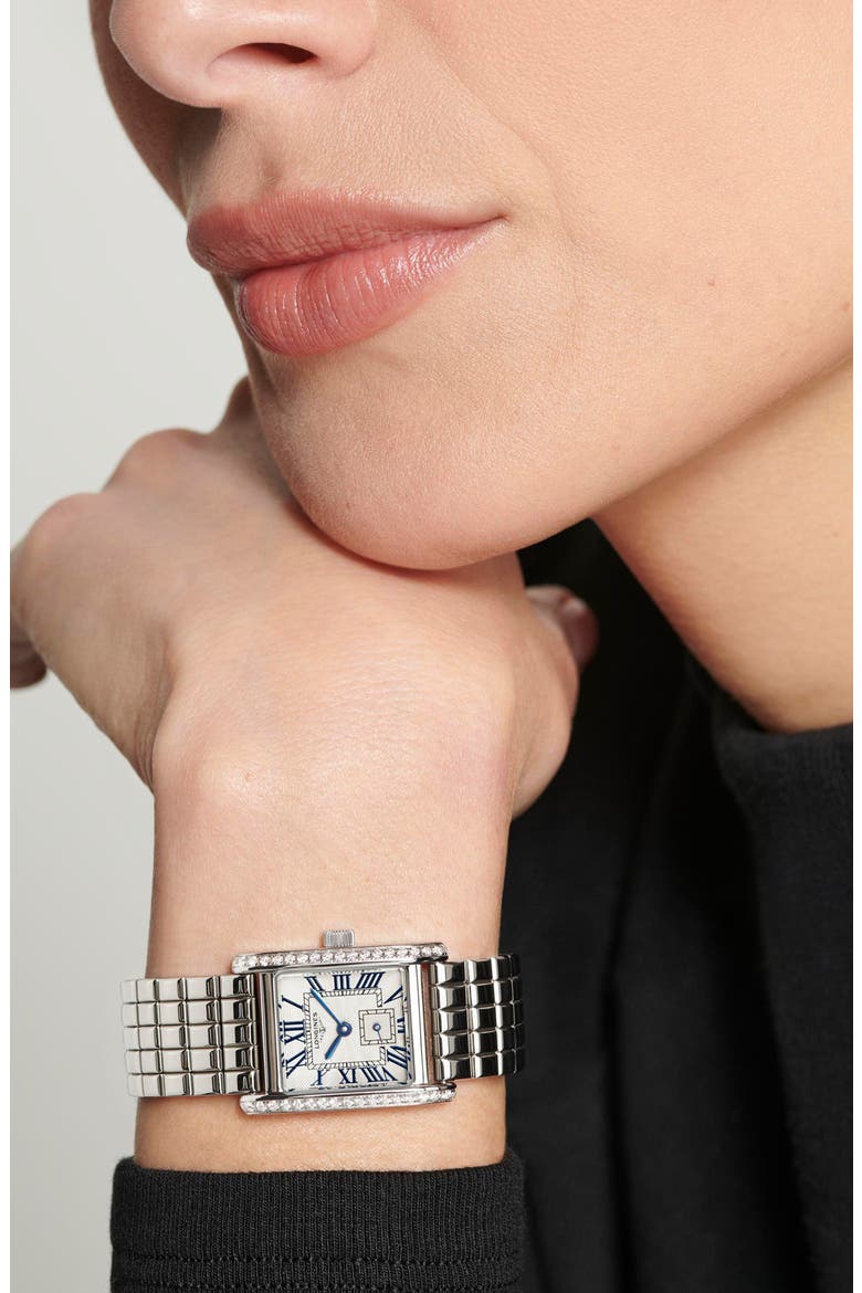 The Mini DolceVita Diamond Bracelet Watch, 29mm, Alternate, color, SILVER