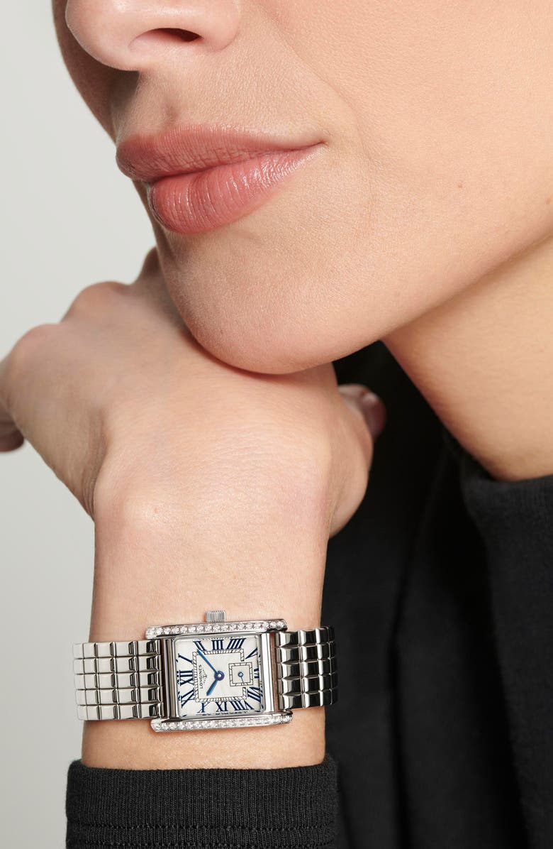 Longines The Mini DolceVita Diamond Bracelet Watch, 29mm, Alternate, color, Silver