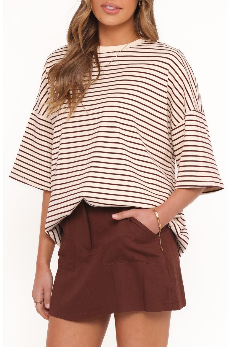 Wilda Oversize T-Shirt, Alternate, color, CREAM TAN STRIPE