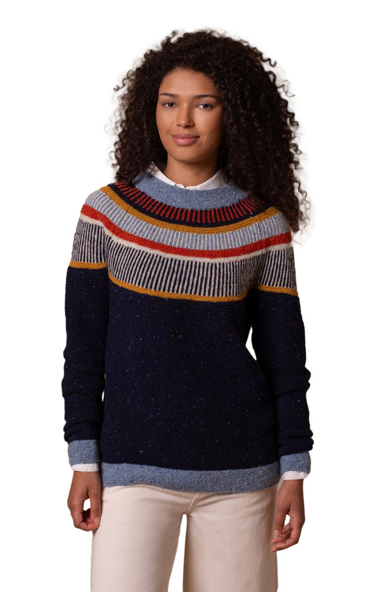 Celtic & Co. Statement Donegal Wool Sweater, Main, color, Navy/ Denim