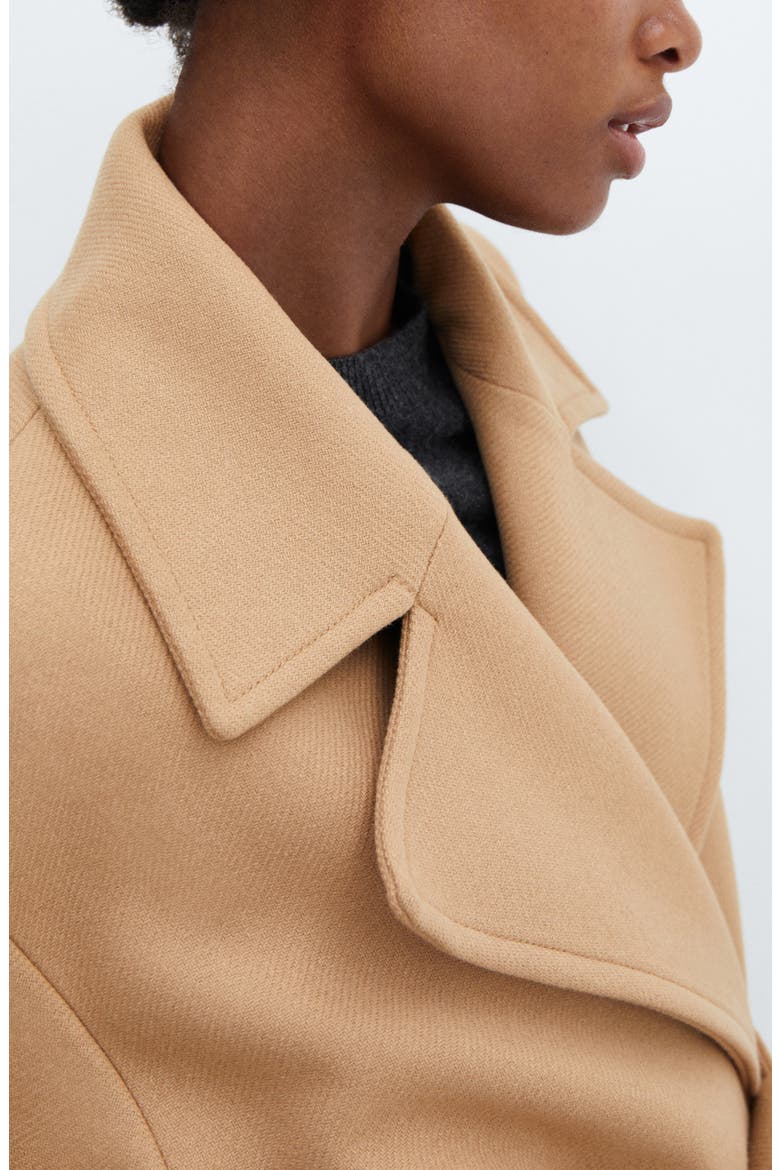 Belted Wool Blend Coat, Alternate, color, MEDIUM BROWN