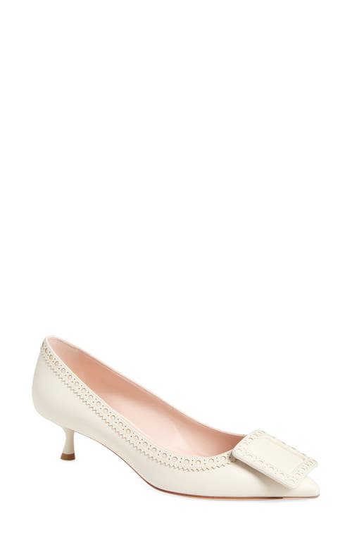 Roger Vivier Cire White Lamb Leather Viv In The City Perforated 45 Decollete Pumps In Cire