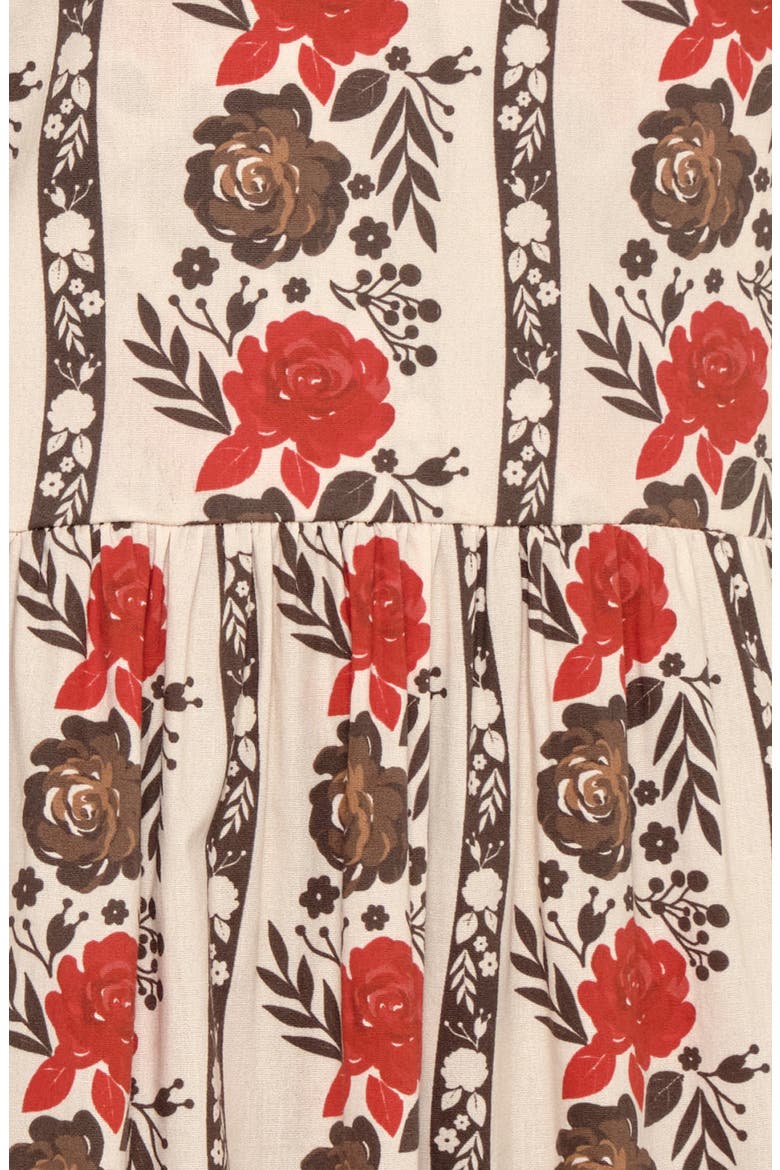 New Sunset Floral Tiered Stretch Cotton Maxi Sundress, Alternate, color, BROWN LACED IN BLOOM