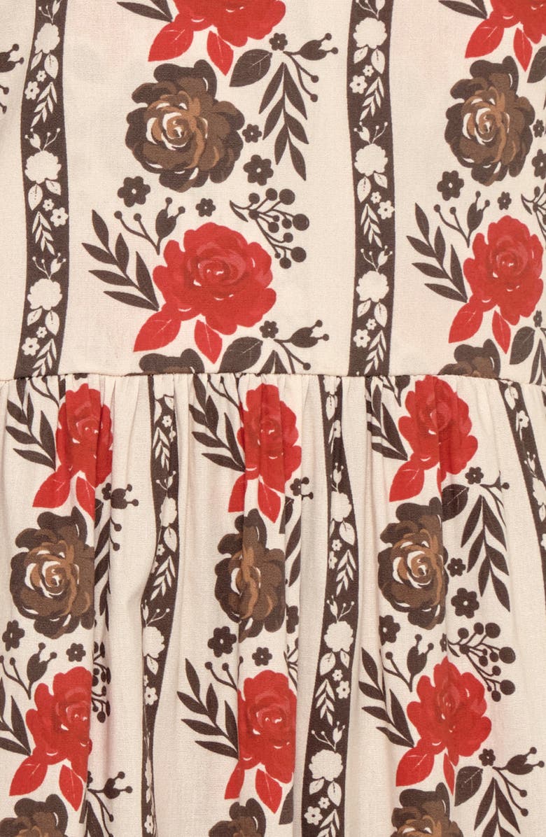 The Lulo Project New Sunset Floral Tiered Stretch Cotton Maxi Sundress, Alternate, color, Brown Laced In Bloom