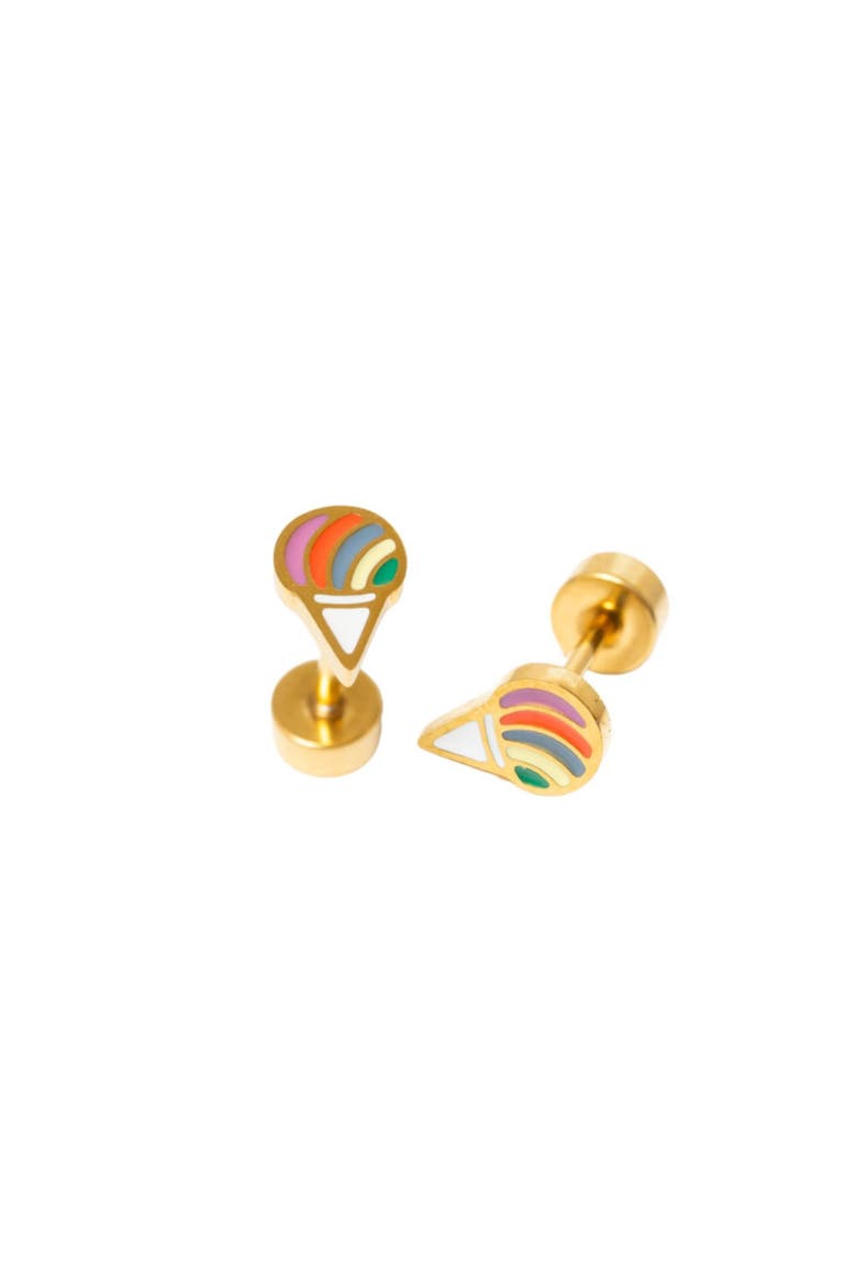 Girls' Snowcone Flatback Stud Hypoallergenic Earrings, Alternate, color, Multi