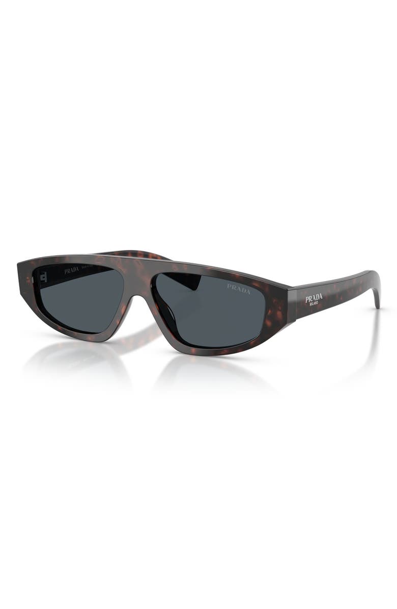 Prada 57mm Irregular Sunglasses, Alternate, color, Root Havana / Dark Grey