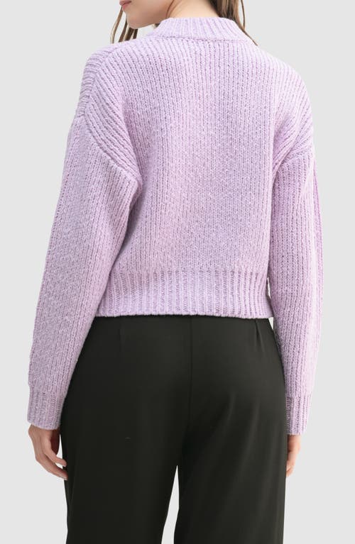 Lush Bow Embroidered Bouclé Cardigan In Purple