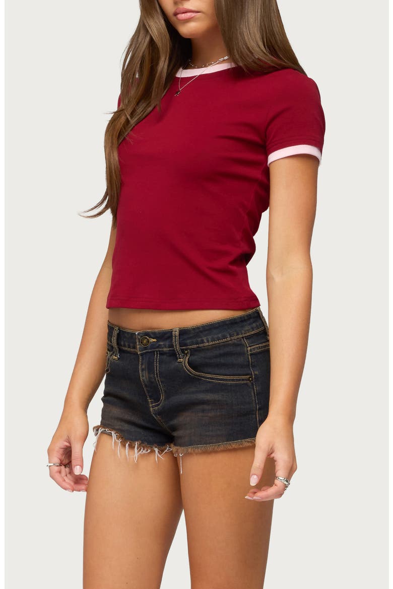 Opaline Contrast Trim T-Shirt, Alternate, color, BURGUNDY