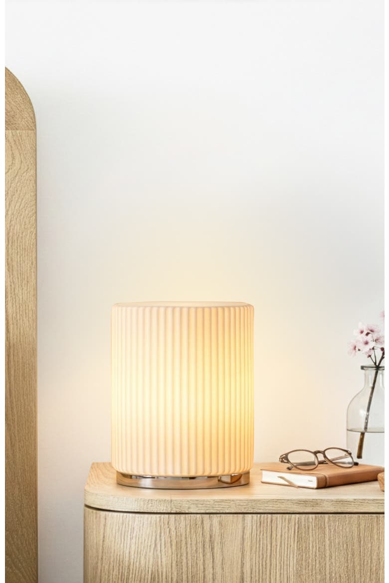 Lumi 7" Cream Matte Glass Dimmable LED Table Lamp with Oval Metal Base, Alternate, color, Cream