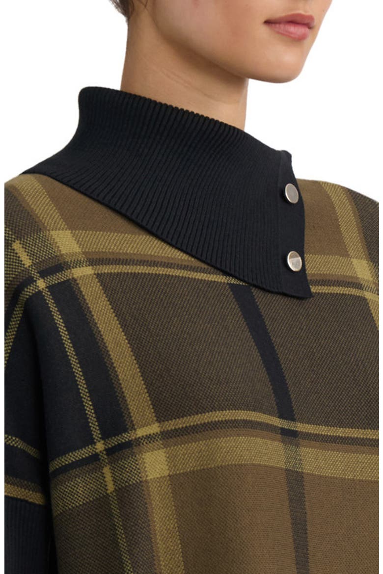 Split-Neck Plaid Poncho Sweater, Alternate, color, JASPER GREEN MULTI